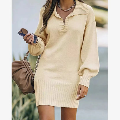 Elegant Sexig Stickad Polo Tröja Pullover