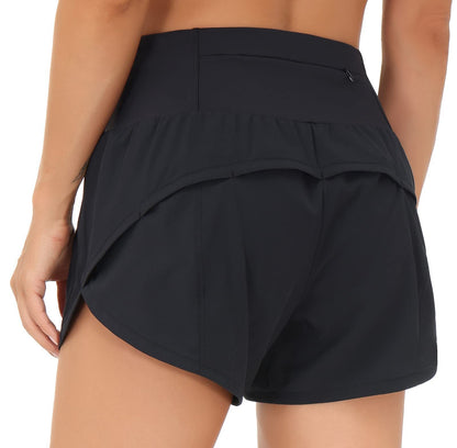 Superhög midja bakficka och dolda sidofickor 2-i-1 yogashorts (GRATIS FRAKT)