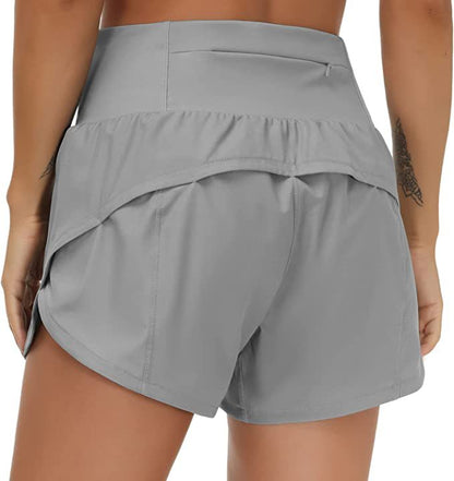 Superhög midja bakficka och dolda sidofickor 2-i-1 yogashorts (GRATIS FRAKT)